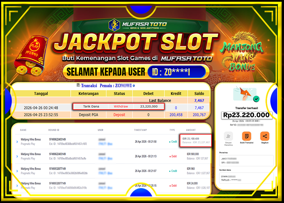 MUFASATOTO JACKPOT PRAGMATIC PLAY Rp.23.220.000|LUNAS